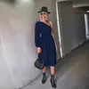 Otoño 2026 Nueva Moda Femenina Europea y Americana Wish Sitio Independiente Más Vendido Clásico Color Sólido Vestido de Manga Larga de un Hombro