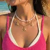 Collar de Cadena para Clavícula de Múltiples Capas con Concha de Perla y Estrella de Mar Shein Popular Transfronterizo Estilo Vacacional de Playa de Moda para Mujeres