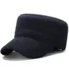 Gorra de Invierno Plana de Sarga de Lana Lisa, Gorro Cálido y Engrosado con Protección para los Oídos para Hombres Mayores, Gorro a Prueba de Frío para Exteriores para Personas de Mediana Edad y Mayores, Transfronterizo