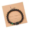 Pulsera Elástica de Cuentas Transfronteriza Europea y Americana Doce Constelaciones Ágata Negra Escarchada Negra Pulsera de Pareja con Cuentas