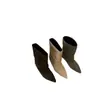 Botas vaqueras occidentales de ante para mujer, estilo retro minimalista, para aumentar la altura, caña ancha, punta fina, versátiles, adelgazantes, botas de moda