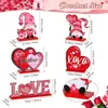 5 Regalos de Base de Letra para Pareja del Día de San Valentín Adornos de Madera con Base Set de Adornos de Madera de Escritorio para el Día de San Valentín