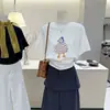 Camiseta de Manga Corta con Estampado de Patito Estilo Dibujo Animado, Nueva para Primavera y Verano, Estilo Coreano para Mujer, Corte Holgado, Rejuvenecedora, Top Estilo Universitario