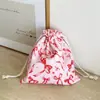 Bolsa Fresca e Elegante com Cordão Bouquet Bolsa de Pano Bolsa de Cosméticos Viagem ao Ar Livre Bolsa de Armazenamento Portátil Bolso com Cordão