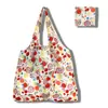 Bolsa de Compras Plegable Grande, Bolsa Cuadrada de Tela Floral, Bolsa de Mano Portátil Resistente, Bolsa Ecológica, Bolsa Duradera de Almacenamiento para Compras