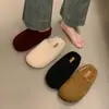 Novas Pantufas Simples de Um Passo para Exterior 2 Pantufas de Pelo 06 Estilo Coreano Com Pelúcia de Lã de Cordeiro Algodão Pantufas Femininas Outono Inverno