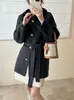 Nuevo Abrigo de Lana para Mujer Otoño/Invierno 2026, de Longitud Media, Cintura Ceñida con Cinturón, Cuello de Piel, Abrigo de Lana en Blanco Leche, Morado Campanilla y Castaño