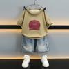 Ropa de Verano para Niños de Manga Corta 2026 Nuevas Llegadas Conjunto Elegante de Sombrero y Pantalones Cortos de Mezclilla para Niños Pequeños