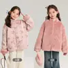 Pudding Haru Jaqueta de Inverno Nova Estilo Chinês Infantil 2025 Nova Jaqueta Reversível Espessada Estilo Chinês para Meninas