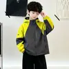 Chaqueta para niño para primavera y otoño 2026 modelo nuevo, ropa de otoño casual de corte holgado para niños mayores, cortavientos infantil de bloques de color