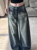 Jeans Retrô Americano Alto e Fluido para Mulheres Outono 2026 Lavagem Nova Design de Bigodes de Gato Calças Largas Soltas
