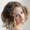 Europeu e Americano Comércio Exterior Venda Quente Luxo Borla Cadeia de Cabelo Casamento Headwear Moda Malha Strass Cabelo Banda Headwear headband