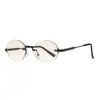 Nuevas Gafas de Sol Personalizadas Pequeñas con Montura de Rombo Borde Cortado Sin Montura de Alta Gama para Transmisión en Vivo de Douyin Gafas de Sol Protectoras Solares Transfronterizas