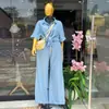 Ropa Femenina Transfronteriza Europea y Americana Verano 2026 Nueva Moda Casual Camisa Rayada Holgada de Manga Corta y Conjunto de Pantalones de Pierna Ancha