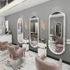 Espejo Estación de Barbería Famoso en Internet de Moda, Espejo para Salón de Peluquería, Dedicado para Cortar el Cabello, con Luces LED, Montado en Pared, Unilateral, Diseño Simple