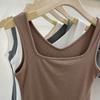 Camisola blanca de cuello cuadrado de doble cara para mujer, prenda exterior de verano, camisa interior que cubre el pecho, top negro sin mangas