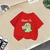 Camisetas de Algodão de Manga Curta para Meninos e Meninas de Verão 2026 Novos Tops Estilosos Infantis de Meia Manga com Estampa de Desenho Animado Transfronteiriço