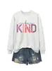 Amazon eBay sitio independiente moda casual para mujer "sé amable" corazón letra hueco otoño e invierno nueva sudadera