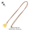 Colar Longa Duração Estilo Antigo Banhado a Ouro Deus da Riqueza Amarelo, Colar com Pingente Versátil Retrô Chinês para Mulheres