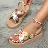 Chinelos de Verão Femininos Boêmios de Tecido de Cetim com Casual Limp Praia Chinelos Femininos senhoras