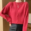 Suéter de Jacquard Redondo 100% Lana Nuevo Otoño e Invierno para Mujer Estilo Perezoso Suéter de Punto Holgado Camisa Base de Cachemira Retorcida