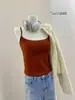 Camisola acanalada para mujer con cuello en U de encaje, tirantes finos, copas integradas, forro polar integrado, hipoalergénica, suave, cómoda, versátil.