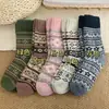 Meias de Inverno Grossas Versáteis Estilo Étnico Retro para Casal Quentes para Exterior Nordeste Femininas Meio da Panturrilha