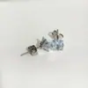 Arete Cuadrado de Cuatro Garras de Acero Inoxidable Moda Europea y Americana Transfronteriza Aguja Fina Zirconia Blanca Transparente Redonda Joyería para Orejas para Hombres y Mujeres