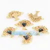 Accesorios para joyería DIY mitad plata 925 oro microincrustación concha de abulón Conector de corazón de manzana y durazno