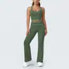 Nuevo conjunto de yoga cepillado de bloques de color, traje deportivo casual de cintura alta y pierna ancha, ropa para ejercicio al aire libre, correr y fitness para mujeres