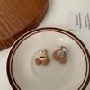 Pendientes de plata S925 con forma de osito y conejito de dibujos animados, estilo japonés y coreano, con clip para las orejas, para mujer