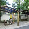 Cochera en forma de Y de aleación de aluminio y policarbonato para PC, de doble cara, cobertizo de estacionamiento de doble puerta, parasol para automóvil en comunidad de villas paisajísticas