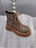 Botines cortos estilo Martin para mujer con forro de polar, nuevos para otoño e invierno 2026, con estampado de leopardo, cordones, estilo workwear biker, versátiles, modernos, de algodón