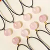 Pendente de Bola de Cristal Natural Rosa Cristal Ametista Colar Criativo DIY Corrente de Suéter Pingente de Joia de Cristal Atacado