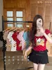 1550 # Chaleco de dibujos animados de lunares para mujer, ropa interior sexy de verano, top elegante de manga corta con un hermoso diseño en la espalda