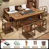 Nuevo Juego de Mesa de Té y Sillas de Madera Maciza Estilo Chino para Oficina, Estación de Preparación de Té Kung Fu, Mesa de Té y Juego de Mesa de Té Todo en Uno