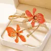 Diseño Transfronterizo Europeo y Americano Elegante y Sencillo, Fresco y Dulce Artesanía de Esmalte Dorado Pulsera Abierta en Forma de Flor