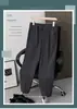 Pantalones de vestir cropped fluidos sin planchar para hombre, estilo coreano, que alargan la figura, corte recto slim fit, pantalones de traje de alta gama, pantalones casuales cónicos para hombre