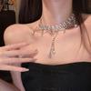 Collar con borlas exageradas y superllamativas, gargantilla ligera de lujo para novia, vestido de novia, collar de diamantes, nueva llegada, cadena de clavícula para fiesta