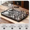 Juego de Té de Cristal, Lujo Ligero para Uso Doméstico, Tetera de Gama Alta para Sala de Estar, Juego Completo para Uso en Oficina, Mesa y Bandeja de Té Kung Fu