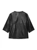 Comercio exterior transfronterizo ropa de mujer 2026 nuevo modelo estilo europeo y americano simple y elegante moda chaqueta corta de cuero suave negra
