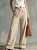 Colección nueva 2026 Amazon transfronteriza europea y americana: pantalones cómodos, de color liso, modernos, holgados, casuales, con cintura elástica, de pierna ancha para mujer