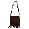 Bolso para Mujer 2026 Verano Nuevo Moda Simple Retro Casual Bolso de Hombro Cruzado Individual para Viaje Bolso Cuadrado Pequeño con Borla para Mujer