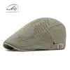 Sombreros para Hombre para Primavera, Verano y Otoño, Nuevo Estilo Boina de Algodón Lavado Bordada, Gorra de Visera Retro Británica, Gorra de Béisbol Moderna para Mujer