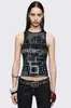 Top Colete Feminino de Gola Redonda Sem Mangas Estilo Subcultura Europeia e Americana Gótico Punk Padrão Estampado de Rebites Vintage para Mulheres