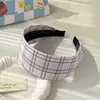 Diadema de ala ancha a cuadros de rayas azules, Diadema de mezclilla moderna y versátil, Para salir, Accesorios para el cabello con pasador, Nuevo de primavera y verano