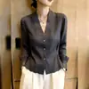 Novo Cardigã Feminino Cinza com Decote V Estilo Britânico para o Outono de 2026, Elegante e Profissional para o Trabalho