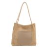 Sacola de tecido vintage estilo coreano Bolsa de tecido de palha estilo de férias Bolsa de ombro Bolsa de compras de grande capacidade Bolsa de praia Bolsa de cor de contraste
