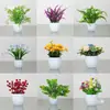 Decoración de Planta Verde Artificial Planta Pequeña en Maceta Flor de Plástico Flor Falsa Juego de Arreglo de Flores Artificiales Decoración de Bonsái Arreglo de Flores para el Hogar Planta en Maceta