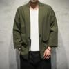 Casaco Estilo Chinês Masculino Sete Mangas Terno Tang Hanfu Verão Fino Solto Cardigan Japonês Roupão Dao Kimono Top de Linho
